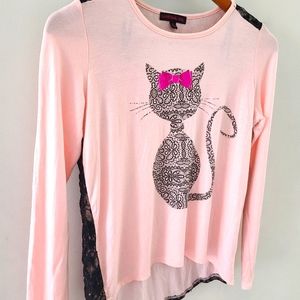 Cat print fancy blouse